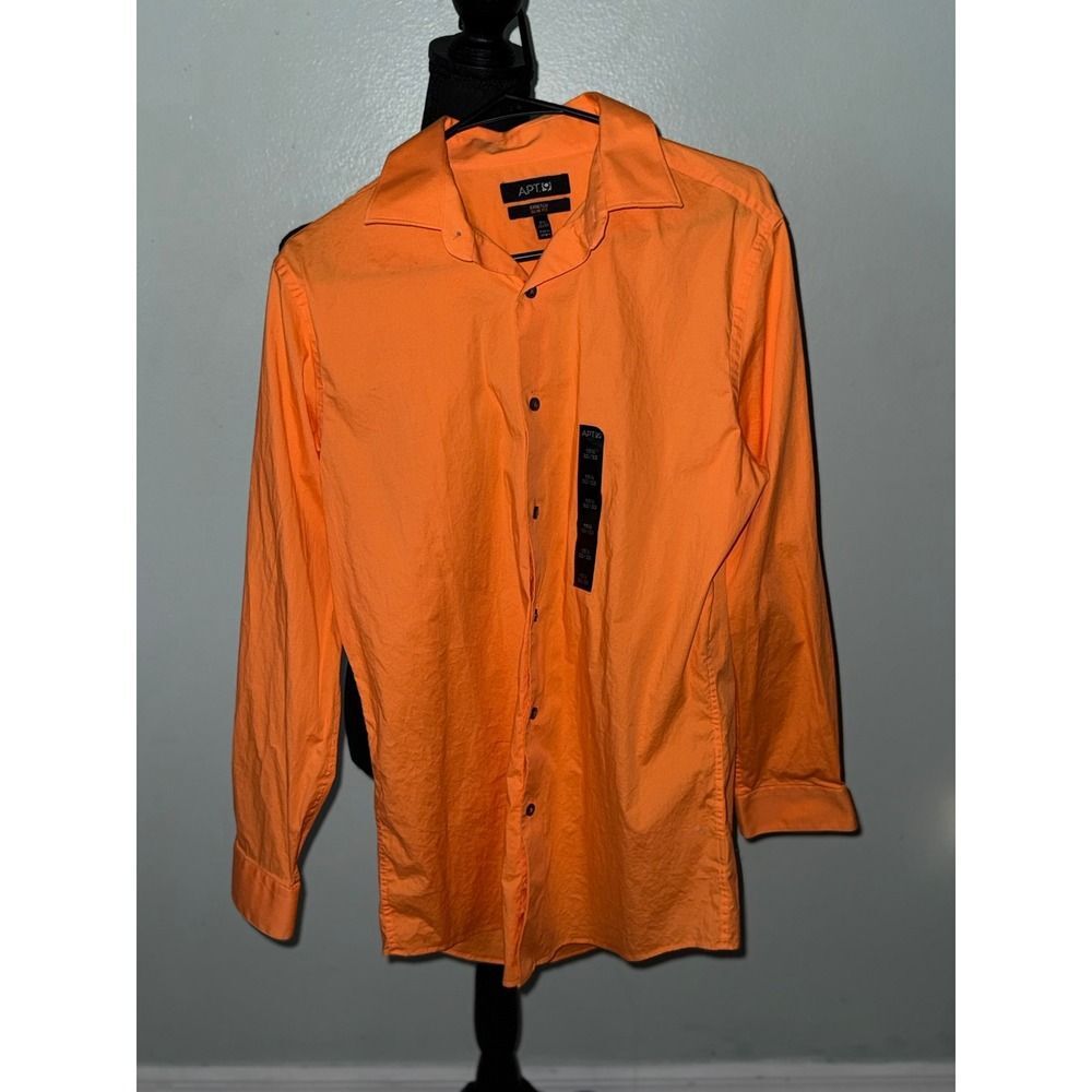 Apt. 9 Mens Dress Shirt Long Sleeve Button Down Orange 3XLT 15 1/2 32/33 NWT